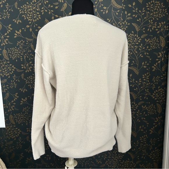 Aritzia Wilfred Merian Hush Knit V-Neck Sweater In Cream S Classic Neutral - Picture 4 of 7